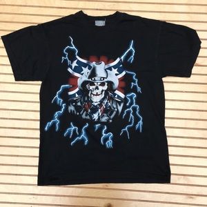 USA thunder graphic skeleton tee shirt